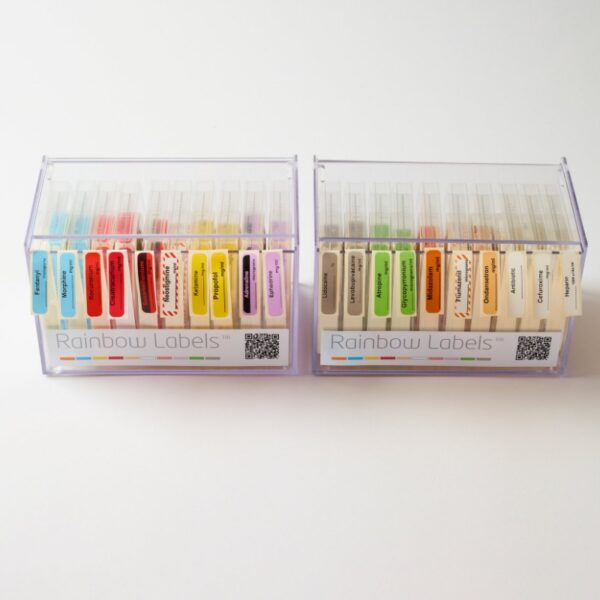 Rainbow Labels and Dispenser Trays